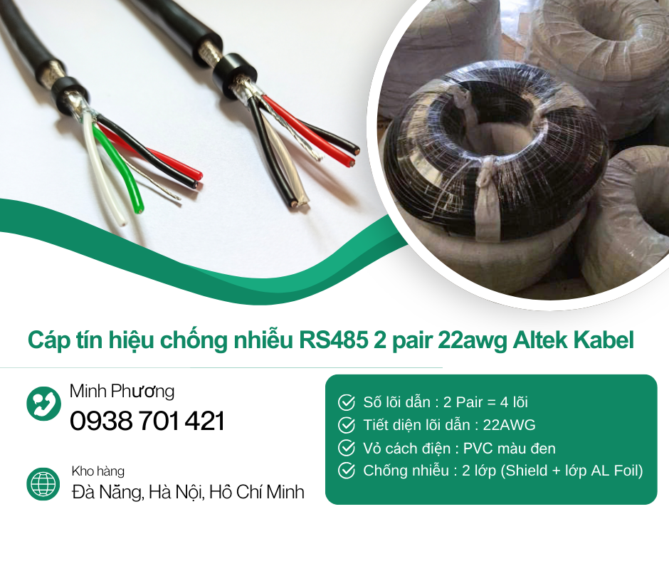 Cáp tín hiệu chống nhiễu RS485 2 pair 22awg Altek Kabel Thanh Hóa, Nghệ An